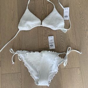 Hollister white smocked bikini BOTTOM